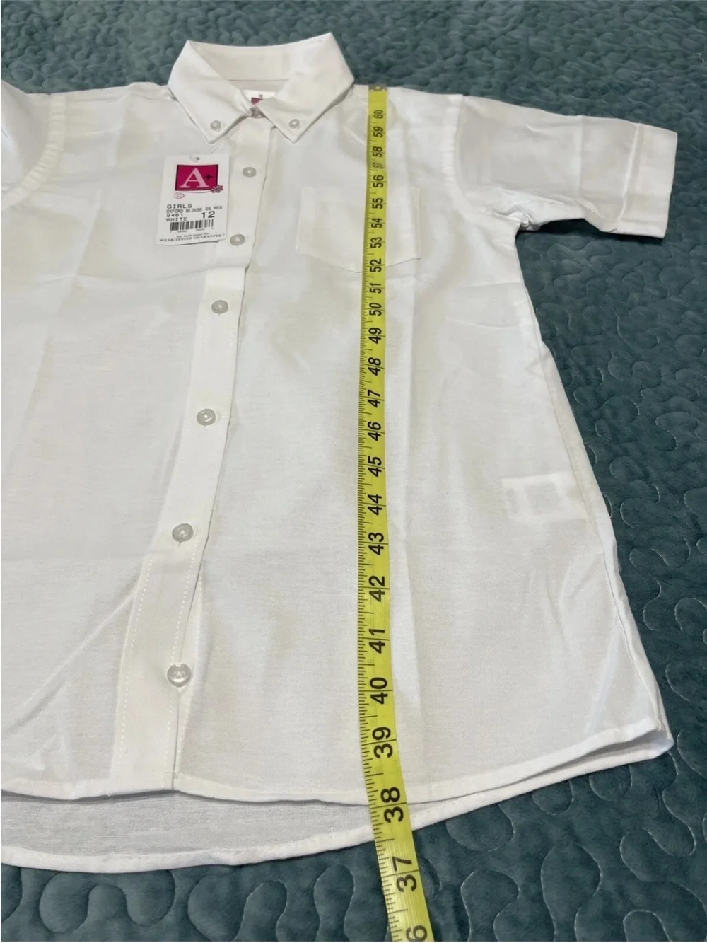 A+ School Apparel Uniform Girls Oxford Blouse Shirt SZ 12 SS White Button Collar